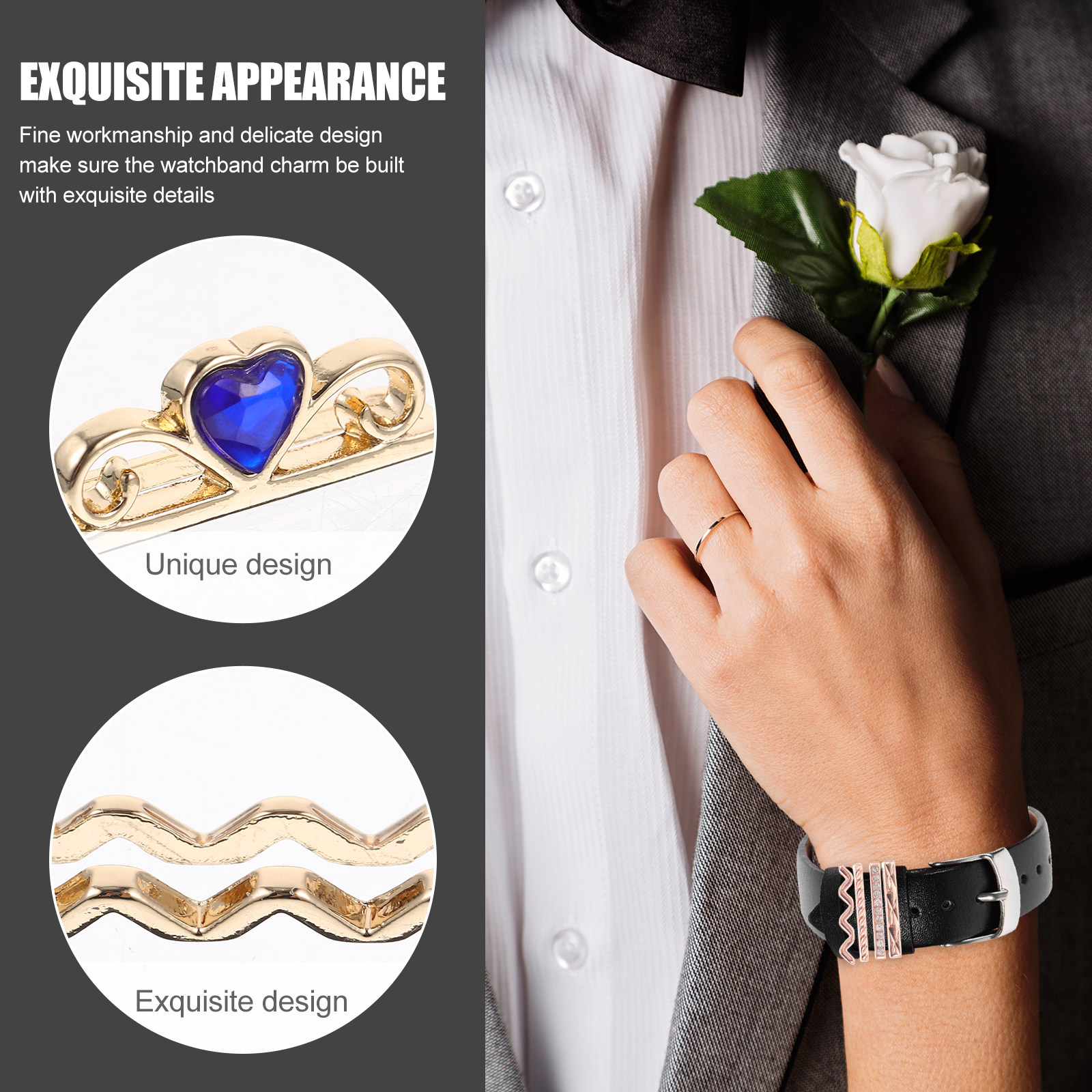 Smartwatch Band Accessories - 5Pcs Silicone Watchband Charm Rings Delicate