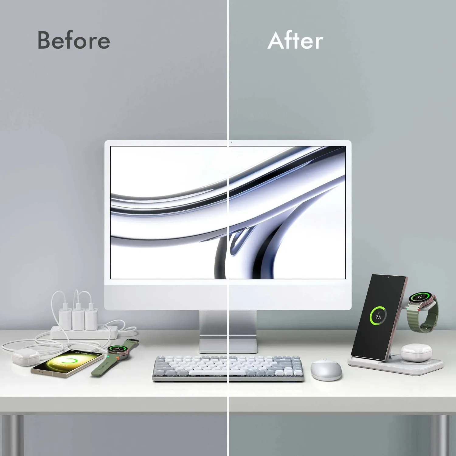 Desktop 3-in-1 Wireless Charge - Watch Charger Cable recensione e prezzo