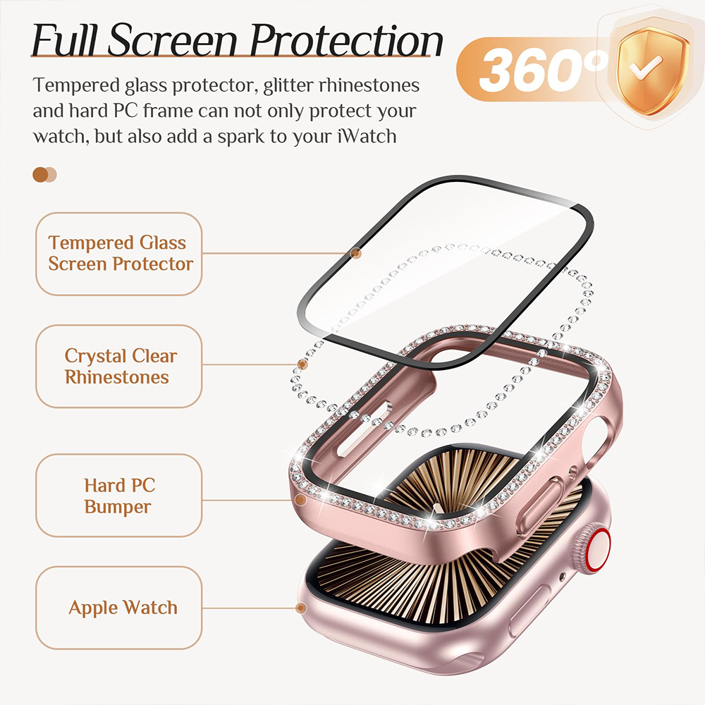 Diamond Case+Glass For Apple w - Smartwatch Band Accessories recensione e prezzo