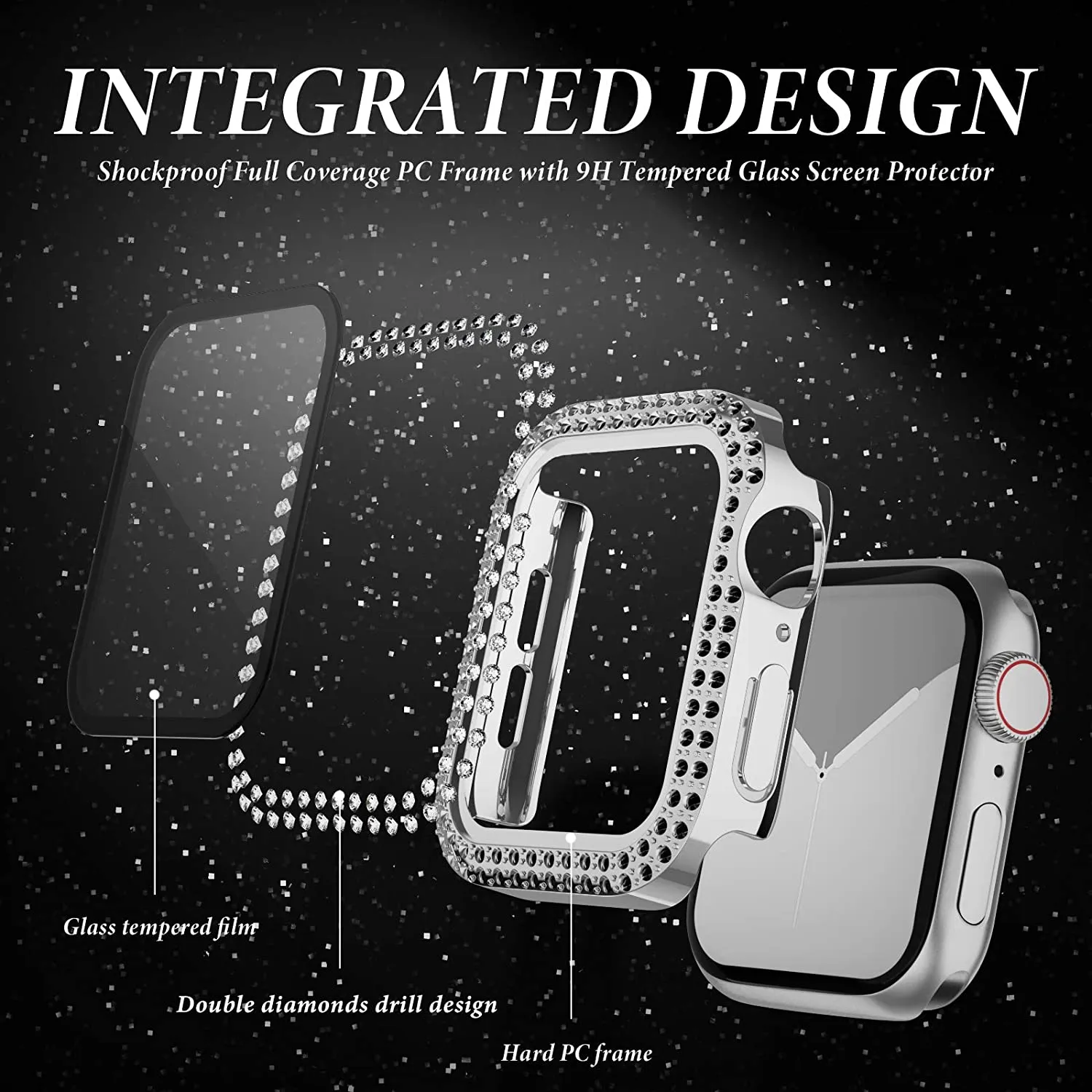 Glass+Diamond Cover For Apple  - Smartwatch Band Accessories recensione e prezzo