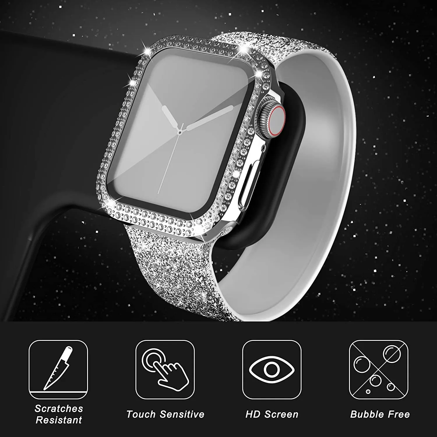 Glass+Diamond Cover For Apple  - Smartwatch Band Accessories recensione e prezzo