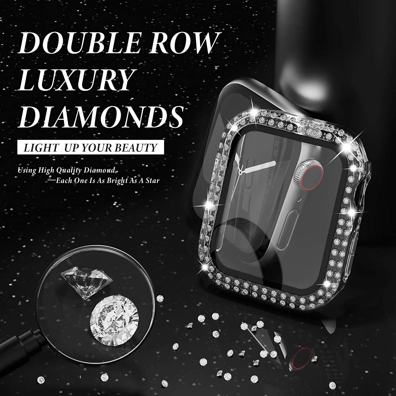 Glass+Diamond Cover For Apple  - Smartwatch Band Accessories recensione e prezzo